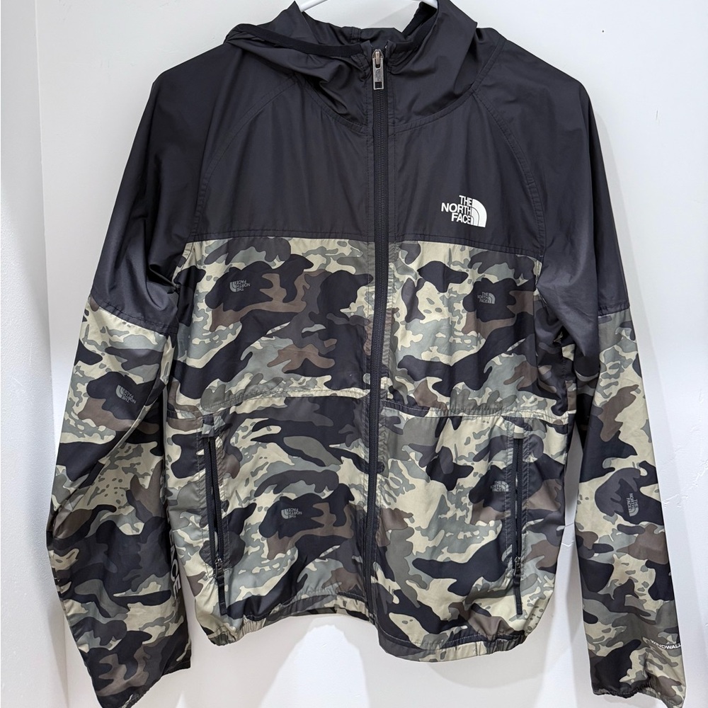 The North Face Kid’s Black and Camo Windbreaker